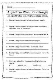 Here S A Free Fun Way To Review Adjectives This Is A Part Of A Larger Paid Product Enjoy Adjective Words Word Challenge 2nd Grade Writing