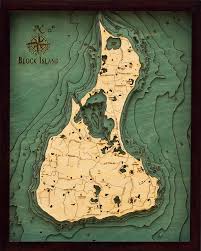 Block Island 3 D Nautical Wood Chart 16 X 20