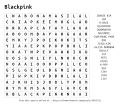 Play Word Search Puzzles On Line Including This One More At Https Thewordsearch Com Word Seach Blackpink Kpop Quiz