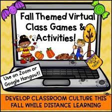 Distance Learning Fall And Halloween Themed Virtual Game Activities For Zoom And Google Meet Class Games Kids Online Learning Bat Activities For Kids