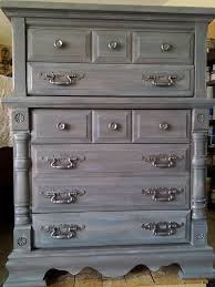 Painted Furniture Chunky Dresser Layered Colors Gray Light Blue And Dark Blue Refur Distressed Furniture Bedroom Furniture Redo Gray Distressed Furniture
