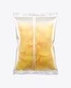 Frosted Bag With Potato Chips Mockup In Object Mockups On Yellow Images Object Mockups