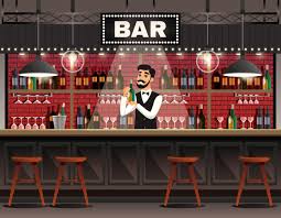 They were originally chest high, and a bar, often brass, ran the length of the table. Bar Interior Realistic Composition Free Vector
