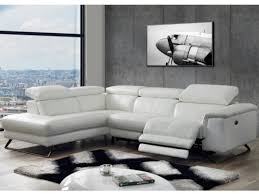 Un fauteuil électrique avec têtière relevable ? Canape D Angle Gauche Relax Electrique En Cuir Blanc Breyt