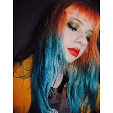 Orange Blue Hair Color Good Dye Young Rock Lobster Blue Ruin Xomaddieuox Blue And Orange Hair Blue Hair Split Hair Dye