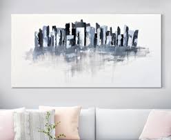 Black And White Cityscape Painting 70 Large Original Painting Acrylic New York City Painting Modern Abstract City Canvas Art Blue White And Black L Abstract Painting City Painting Painting