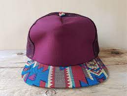 Vintage Southwest Maroon Aztec Blank Snapback Hat Mesh Trucker Etsy Snapback Hats Maroon Hats