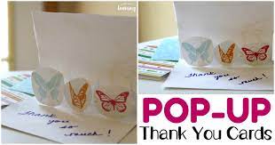 All you need for these 3d pop up cards is paper and something to add color with! Diy Pop Up Thank You Cards Look We Re Learning