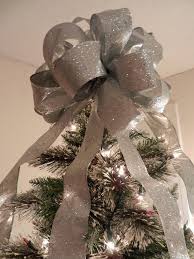 Large Silver Glitter Christmas Tree Topper Bow Christmas Tree Bows Christmas Tree Topper Bow Christmas Tree Toppers