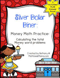 Answer keys for each worksheet; Money Math Practice Worksheets Diner Theme