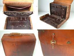 Vintage French Leather Electricians Tool Bag Electricians Bag Large Leather Tool Box Bag Electrician Tool Bag Tool Bag Leather