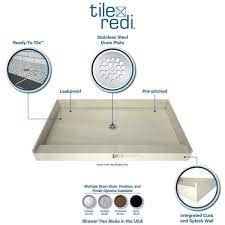 Check spelling or type a new query. Tile Redi Redi Base 30 In X 48 In Single Threshold Shower Base With Center Drain And Polished Chrome Drain Plate P3048c Pvc The Home Depot