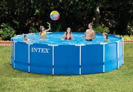intex 15 x 48 metal frame above ground pool with filter pump blue above ground swimming pools intex swimming pool kits