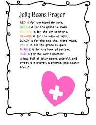 A place card that can fold in half and stand up on a table top next to jelly beans; Jelly Bean Prayers Worksheets Teaching Resources Tpt