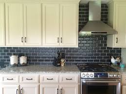 Backsplash Using Matte Black Beveled 3x6 Tile Home Projects Kitchen Kitchen Cabinets