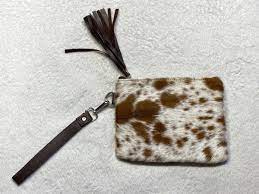 Real Cowhide Leather Wristlet Clutch Wallet Double Sided Hair ON 8
