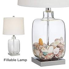 Showcase your sea treasures and other small objects in a fillable glass table lamp. Square Glass Fillable Table Lamp Set Of 2 17t85 Lamps Plus