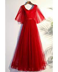 flowy red butterfly sleeves long formal party dress myx18190 gemgrace com
