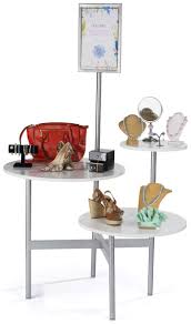 Modern Display Table 3 Round Tabletops White Table Top Store Fixtures White Frame