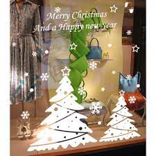 Tree Shop Window Wall Art Decoration Adhesive Sticker Decal Xmas Christmas Casa Jardin Y Bri Christmas Window Stickers Christmas Tree Decorations Tree Shop