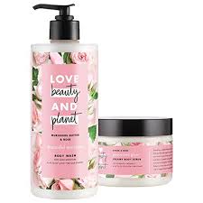 Amazon Com Love Beauty And Planet Body Wash And Scrub Murumuru Butter Sugar Rose 16 Oz And 9 Oz Beauty Body Wash Bath And Body Care Beauty Planet