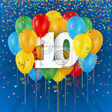 Happy 10 Geburtstag Jahrestag Karte Mit Haufen Von Bunten Leinwandbilder Bilder Zehntel 10 Zehn Myloview De