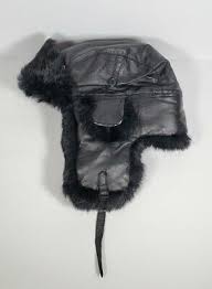 Norko Trapper Aviator Hat Black W Cap Flaps Rabbit Fur Extra Warm Snap Strap Ebay