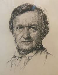 Drypoint ETCHING OF COMPOSER RICHARD WAGNER BY ARTIST WILHELM PECH