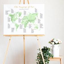 Beautiful Watercolor World Map Seating Chart Table Plan