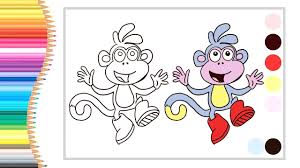 How To Draw And Colour Boots Bujji Monkey From Dora The Explorer 5minu Drawing Lessons For Kids Drawing For Kids Drawing Lessons