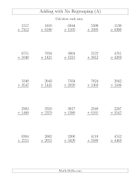 Adding 4 Digit And 4 Digit Numbers With No Regrouping A Addition Worksheet Addition With Regrouping Worksheets Addition Worksheets Math Worksheet