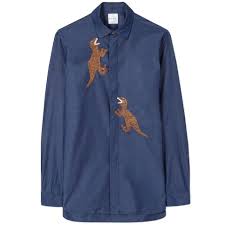 paul smith mens blue chambray shirt 15 5 m slim fit dinosaur embroidery new paulsmith buttonfront long sleeve tshirt men slim fit men chambray shirt