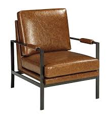 Ashley Furniture Signature Design Peacemaker Accent Chair Mid Century Modern Brown Antique Brass Leather Accent Chair Brown Accent Chair Accent Chairs