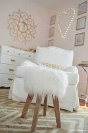 Fuzzy Stool Gold Girls Room White Gold Bedroom Gold Room Decor