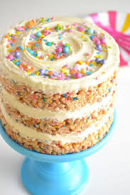 Happy Birthday Rice Krispie Treats The Best Rice Krispie Birthday Cake Rice Krispie Treats Cake Birthday Cake Alternatives Rice Krispie Treats Birthday