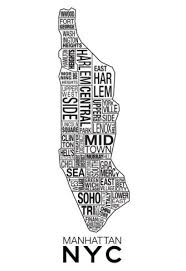 Black And White New York City Posters Manhattan New York Neighborhood Map Prints Allposters Com Manhattan Map New York Poster Map Of New York