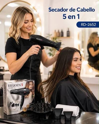 REDDEN RD-2652 ✨ Secador profesional 6 en 1 para un secado más práctico y  completo. ✓ 6000W ✓ 6 en 1 ✓ Uso tipo salón ✓ Incluye accesorios para  diferentes acabados 🚚