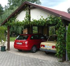 The horizontal ridges in the steel give it more surface area, which adds to its strength. Carport Greening With Climbing Plants