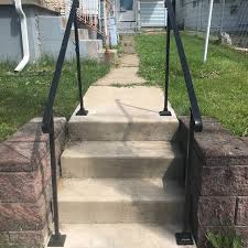 Now you can ensure the safety of family members and visitors by installing them anywhere someone might fall, whether you have only two steps or twenty. Single Post Ornamental Hand Rail 1 Or 2 Step Railing For Stairs Steel Handrail With Hardware Super Sturdy Handcrafted Usa Step Railing Handrail Steel Handrail