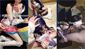 In the game Maniacccccc, the best COS master who specializes in Twitter,  the charming Yuanshenying is lying on a chair and being ravaged from  behind. How good is the body of the cosplayer (1)