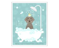 258d Dog Poster Weimaraner In Bathtub Wall Art Dog Bath Etsy Dog Poster Dog Bath Puppy Prints