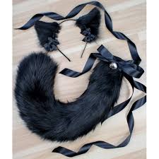 Black Cat Set Fully Wired Tail In 2020 Cat Ears And Tail Wolf Ears And Tail Black Cat Ears Headband