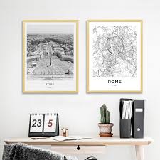 Rome Map Posters And Prints Italy Rome City Street Travel Wall Art Canvas Painting Black White Photography Pictures Home Decor Painting Calligraphy Aliexpress