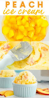 This Homemade Peach Ice Cream Recipe Has A Custard Base And Made With Simple Ingredients Like Fresh Peac In 2020 Peach Ice Cream Recipe Ice Cream Recipes Cream Recipes