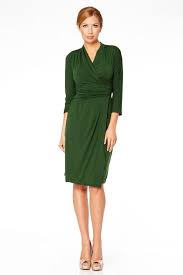 Knee Length Jersey Dress Ladies 3 4 Sleeve V Neck Smart Casual Business Office Dresses Cros Evening Dresses With Sleeves Business Casual Dresses Womens Dresses