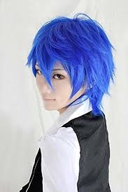 This photo is about green hair, otakufest, young woman. Amazon Com Weeck Short Anime Vocaloid Kaito Cosplay Blue Hair Cosplay Wig Beauty
