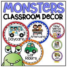 Some example of classroom themes are a beach theme classroom, camping theme classroom, and jungle theme classroom. How We Go Home Clip Chart In A Monsters Classroom Decor Theme Tpt
