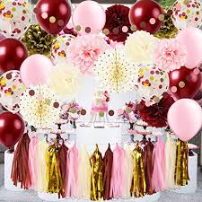 Get fun ideas for personalized table centerpieces, party favors, desserts, decorations, birthday cakes, and more! Qian S Party Burgundy Pink Gold Birthday Decorations For Women Fall In Love Bridal Shower Decorations Bachelorette Polka Dot Paper Fans Gold Confetti Balloons 30th 40th 50th Fall Birthday Party Decor Pricepulse