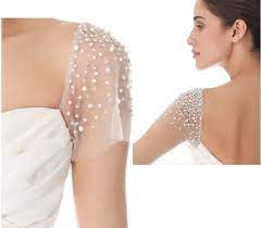 Detachable Sleeves Slightly Flared Tulle Short Sleeves Embellished With Rhines Detachable Sleeves Wedding Dress Detachable Wedding Dress Wedding Dress Sleeves