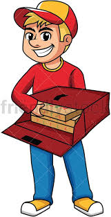 Man Delivering Pizza Boxes Cartoon Vector Clipart Friendlystock Cartoon Cartoons Vector Vector Illustration